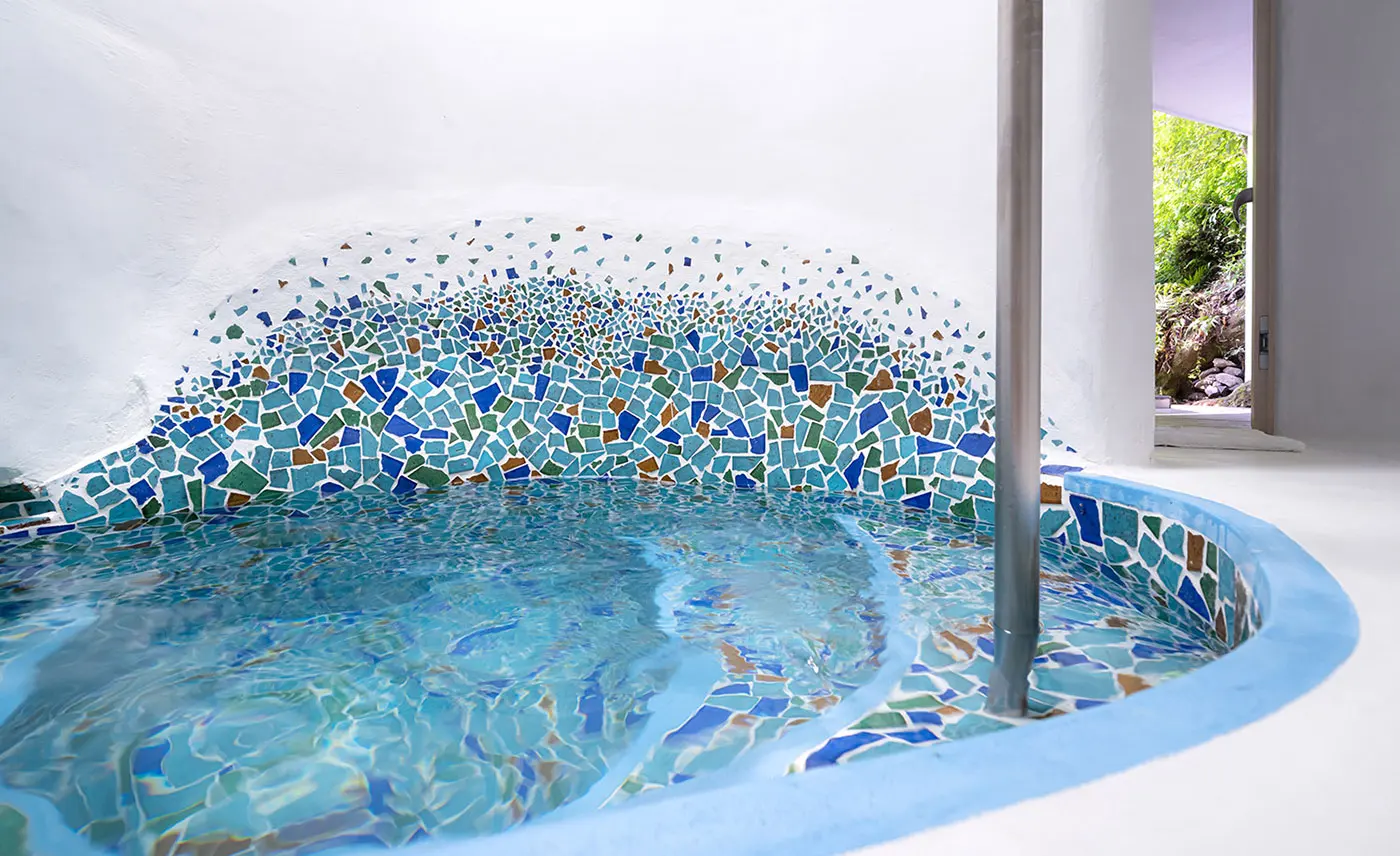 A cold plunge bath cooled with spring water