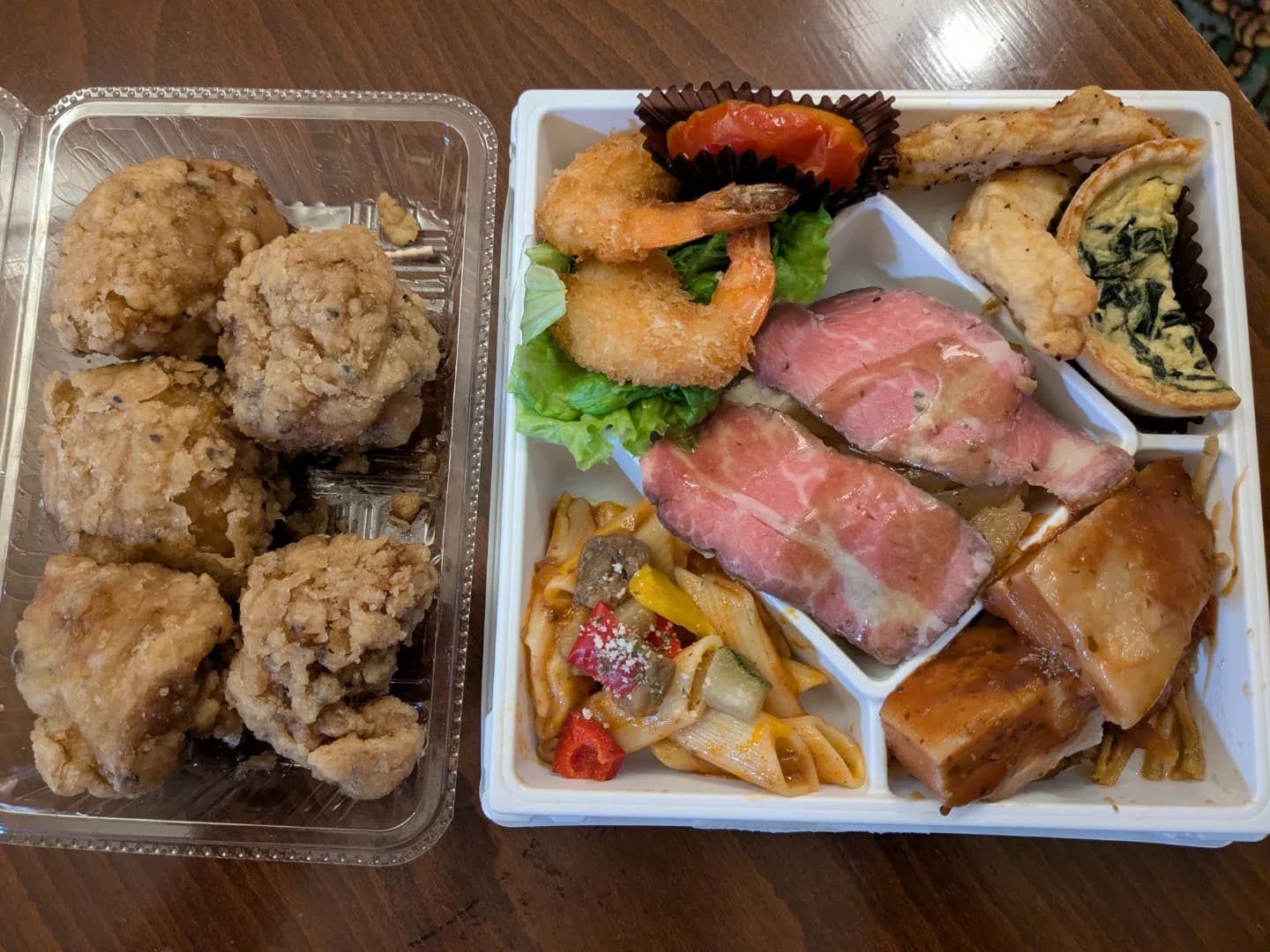 Dinner purchased at the market at Shizuoka Station.