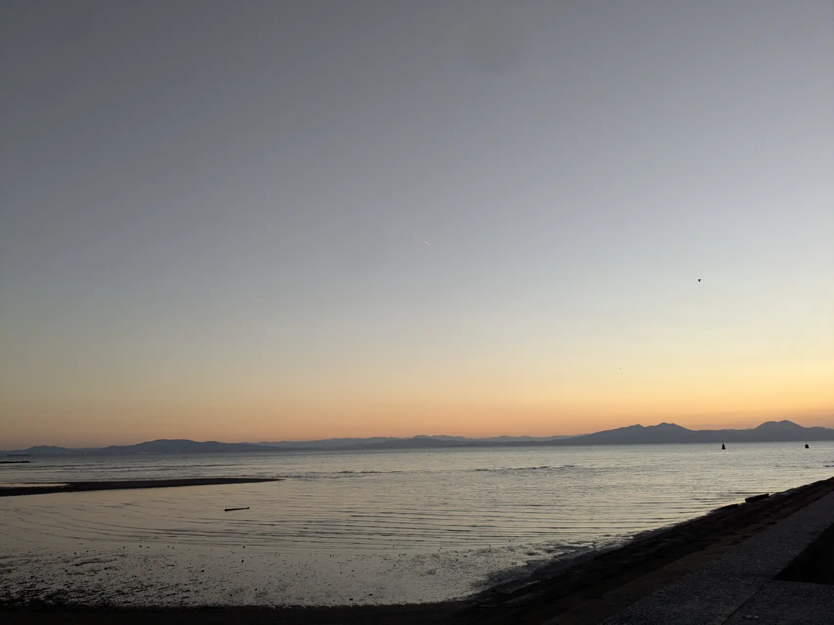 The glow of dawn before sunrise
