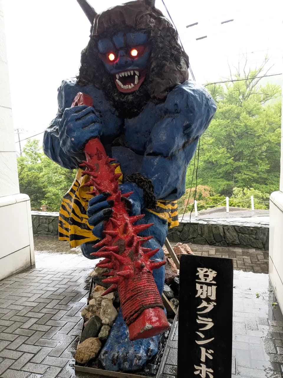 The oni demon statue at the hotel entrance
