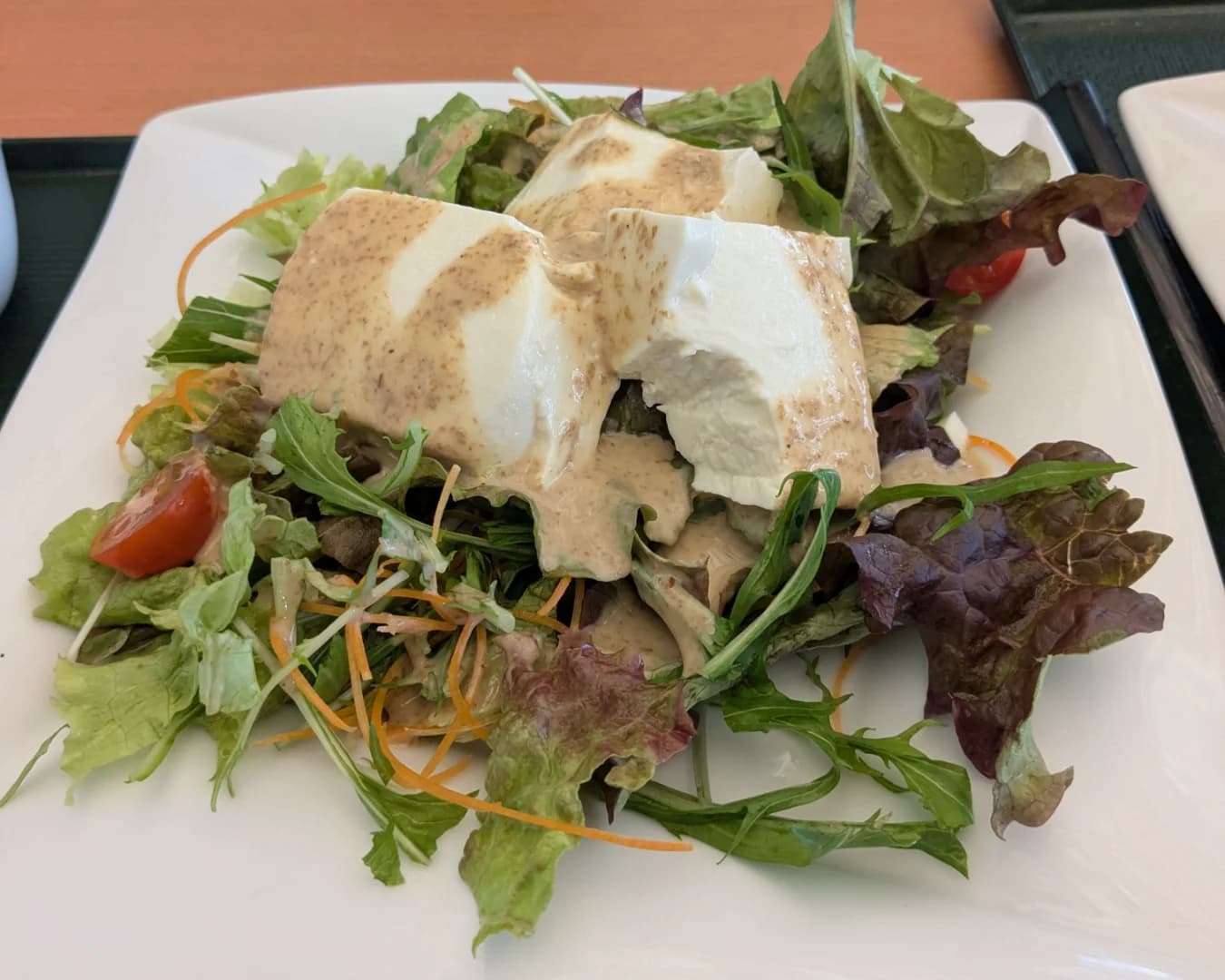Tofu salad at the on-site restaurant